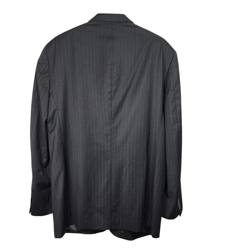 Andrew Fezza Pinstripe Jacket Blazer 44L Super 100s Wool Gray Business Office